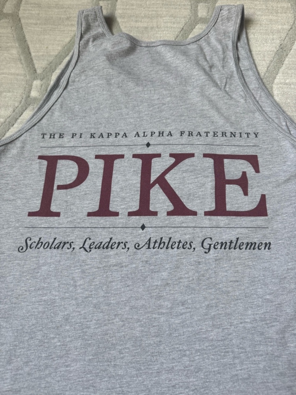 PIKE Pi Kappa Alpha Gray Garnet Burgundy Tank Top Men's SZ Large Cotton